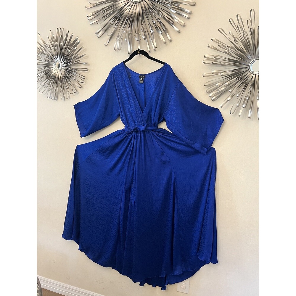 Kate and Lily Sapphire Blue Leopard Jacquard Kimono Sleeve Maxi Dress 8